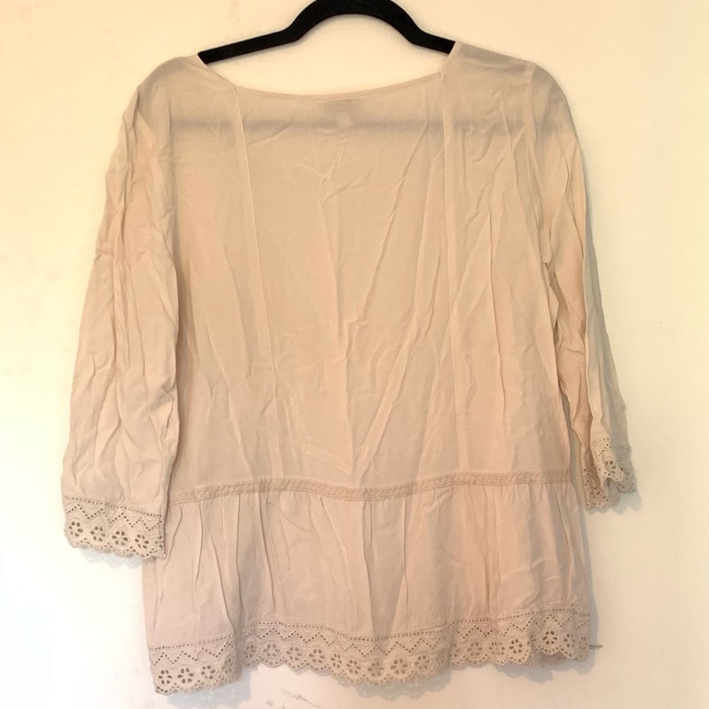 LOFT Cream Lace Blouse, Size L - Picture 2 of 6